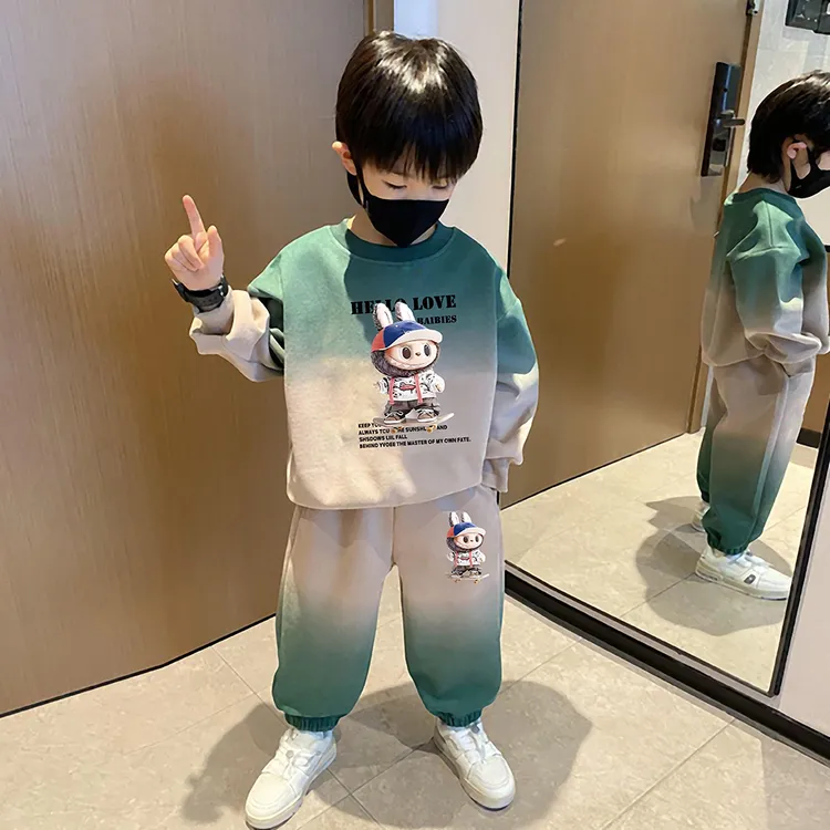 男童拉布布卫衣套装2025新款春秋款宝宝洋气春装男孩运动服两件套