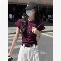 韩版修身短袖正肩t恤女2025新款夏季百搭潮流学院风减龄上衣ins潮