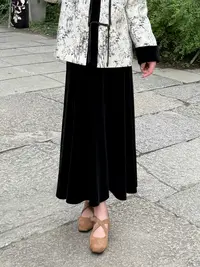 NANJIE/楠姐【温柔夜色】秋冬气质复古丝绒半身裙XNS6645