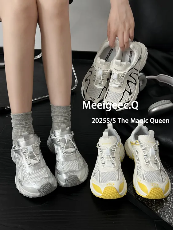 2025老爹透气速干厚底运动鞋情侣女鞋时尚网面夏季鞋子百搭女鞋