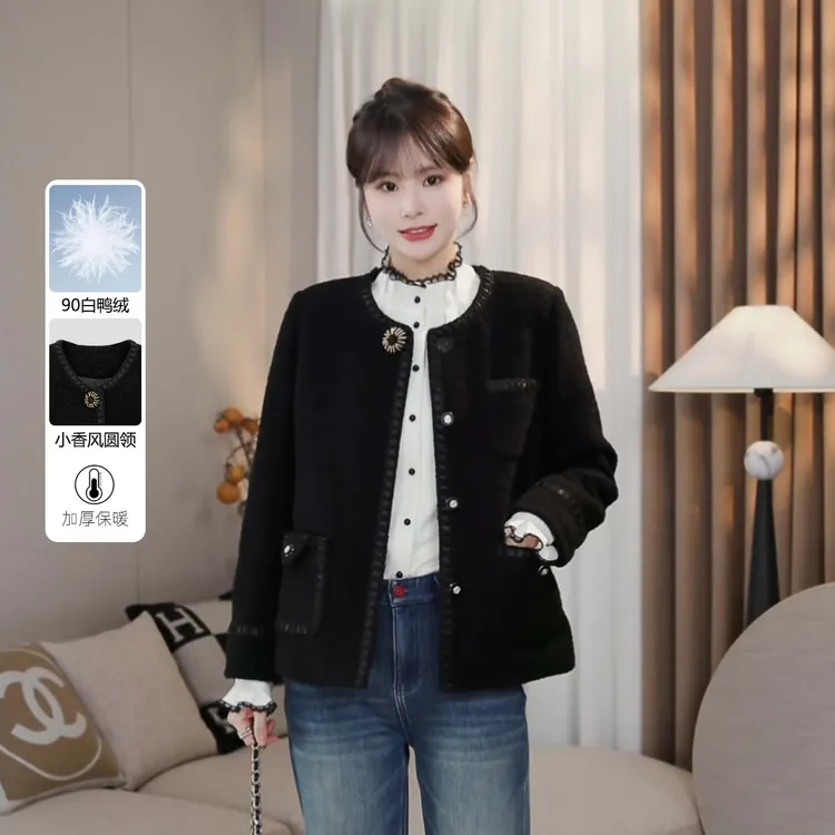LMENY“黑松露”小香风羽绒服女25冬季新款羊毛宽松保暖外套25DY024