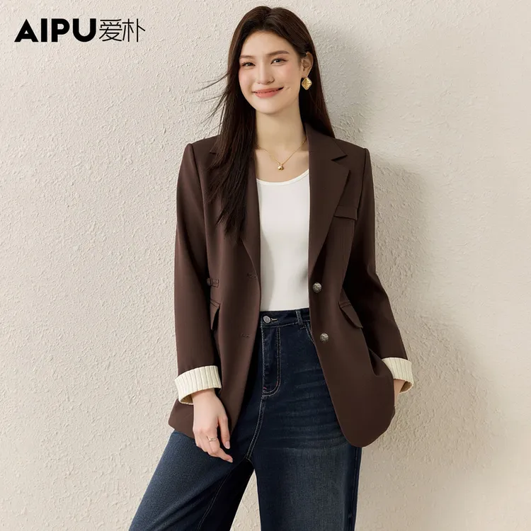 爱朴大码女装秋季新款高贵干练优雅显瘦时尚减龄休闲外套女23263