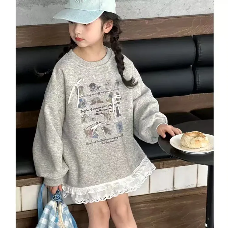 小红鱼樱桃炸弹-卡通花边休闲卫衣女童韩版中大童时尚洋气印花