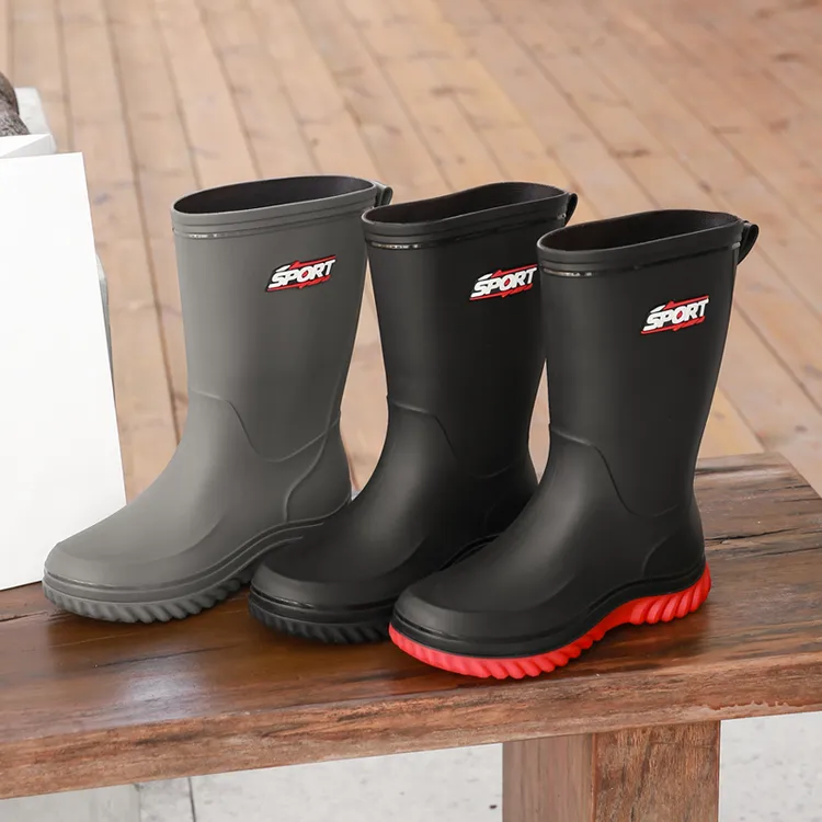 中筒雨鞋男款加绒可拆雨靴防水防滑时尚水鞋耐磨软底胶鞋厨房鞋男