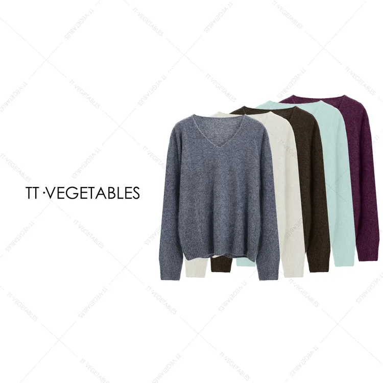 TT・VEGETABLES【序白】砚雪 羊绒羊毛混纺毛衣针织衫长袖上衣521559