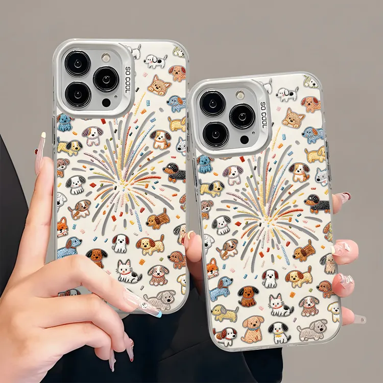 烟花小猫狗适用于苹果17/16手机壳三星荣耀一加华为vivoppo小米17