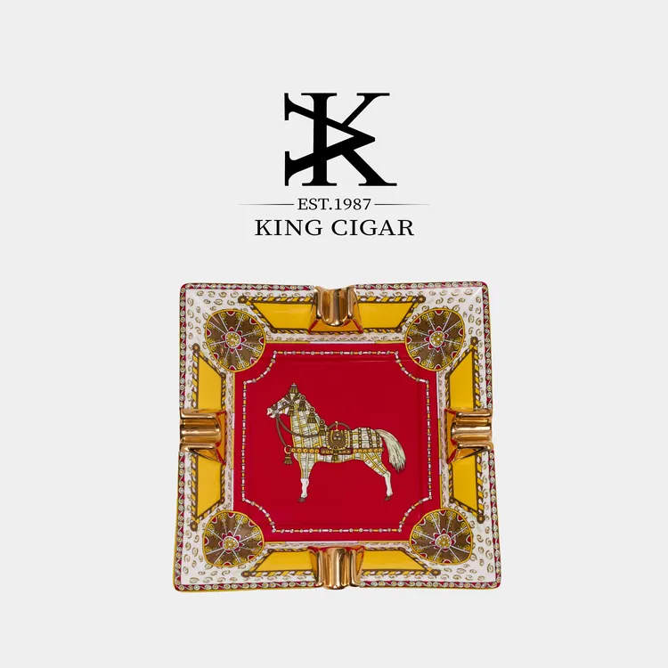 AK领茄雪茄烟灰缸欧式陶瓷珐琅彩手绘复古家居摆件雪茄烟灰缸