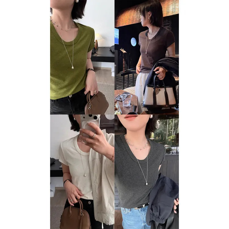 苏安家|“爆瘦T”专机压领工艺 显瘦鹅蛋领奥地利兰精莫代尔短袖T恤