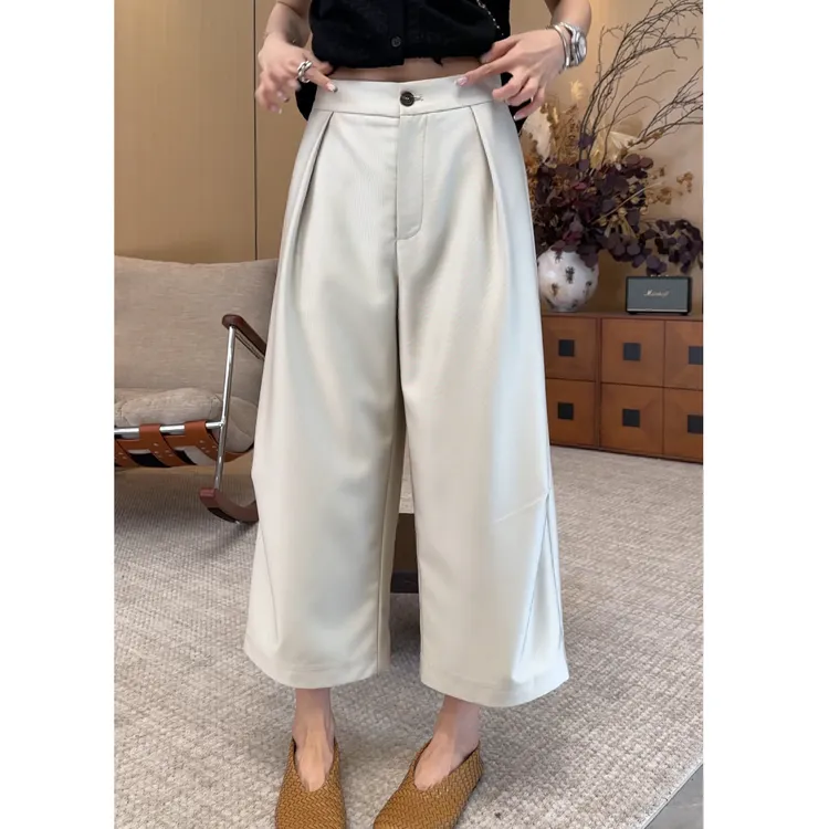 小静静一会【丝滑裤】2025夏款高级感压褶百搭休闲裤 2505C2798