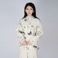 【会员专享】纯色秋冬羊毛舒适盘扣白色女士通勤百搭大衣WH05007686