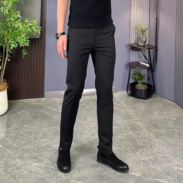 秋季新款商务男士修身简约轻奢绅士休闲裤男高档百搭显瘦小脚西裤