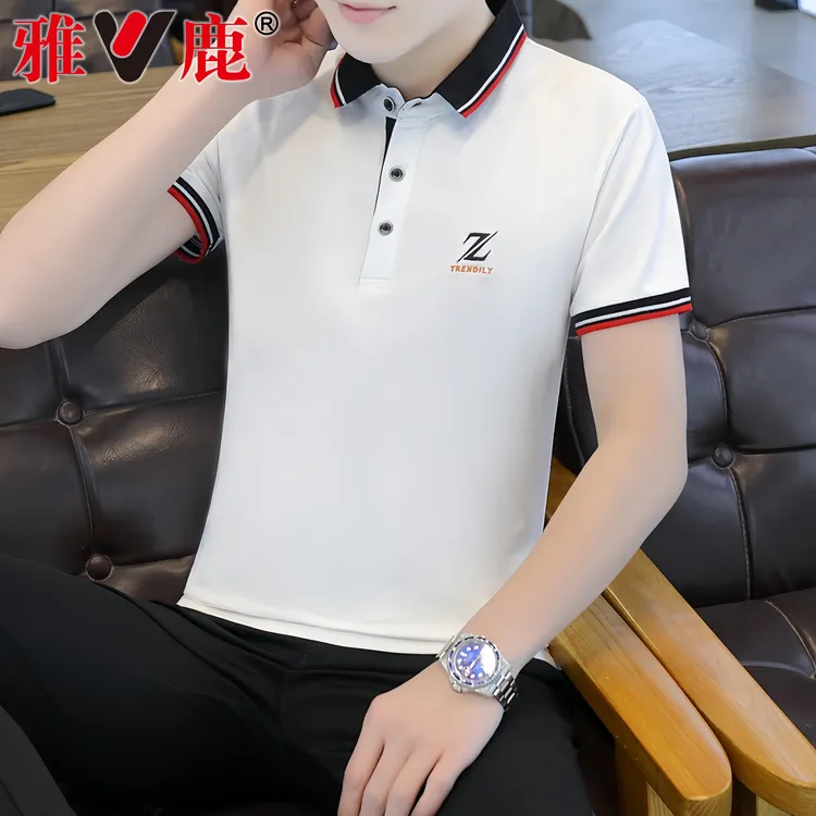 V/雅鹿夏季Polo衫男士短袖时尚潮流翻领帅气半袖商务休闲青年T恤