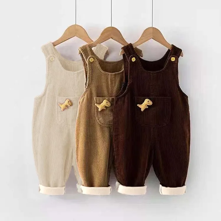 婴幼儿背带裤秋冬季儿童加绒加厚棉裤男童时尚可爱连体裤女童长裤