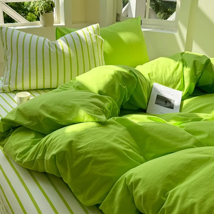 ins水洗棉床上四件套2025新款非全纯棉夏凉被套宿舍床单人三件套4