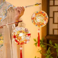 中秋节木质旋转古风发光手提灯笼手工diy材料包小兔子灯宫灯摆摊
