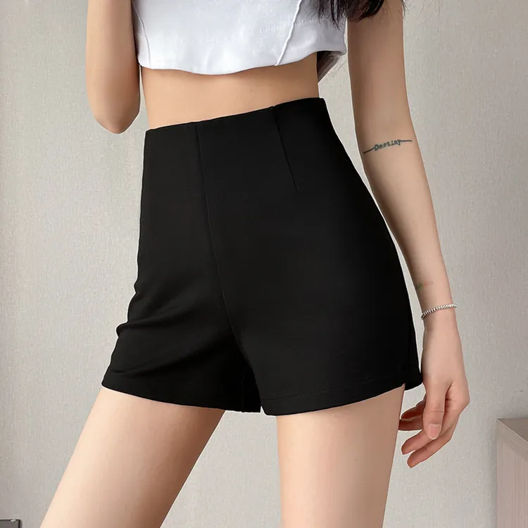 欧若风新款黑色女裤春夏新款高腰弹力显瘦休闲外穿打底短裤甜美风