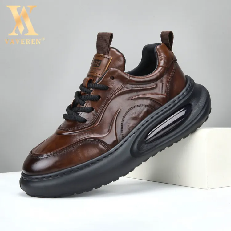 欧洲站男鞋2025秋冬新款男士厚底休闲系带皮鞋单鞋男潮款百搭鞋子