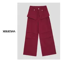 XIDUOSHA/喜朵莎春季原创设计款腰封显瘦气质款直筒裤XDS1063