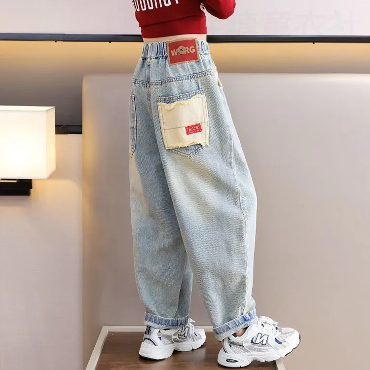 女童春装2025新款爆款牛仔裤春秋款儿童2025可爱超萌儿童衣服春装