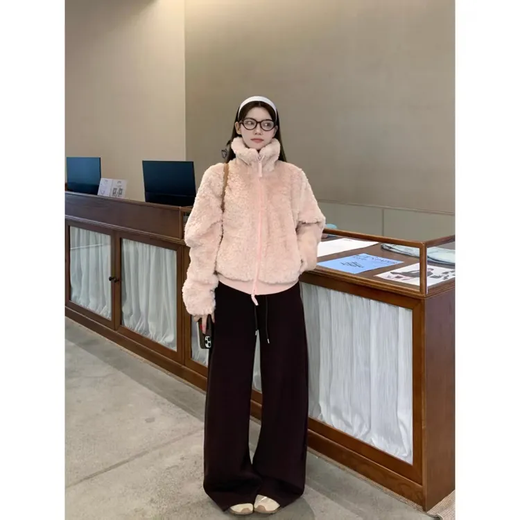 H1010【辣妹托卡】超好看的中古高级感轻奢气质翻领毛毛外套