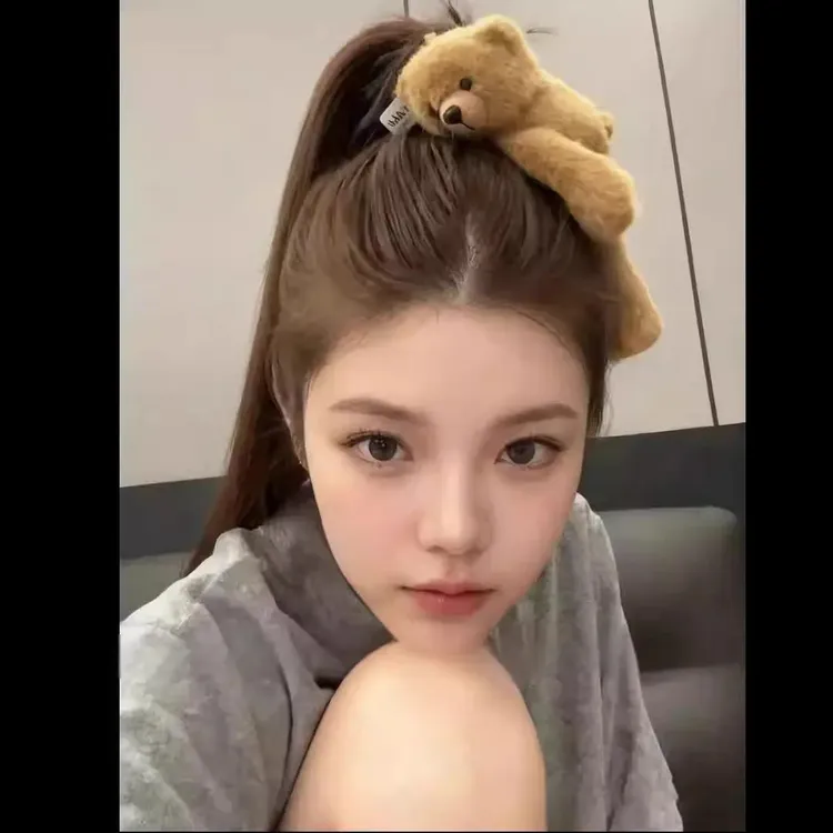 可爱趴趴小熊发夹女2026新款高端毛绒bb夹刘海侧边夹发卡顶夹头饰商品图