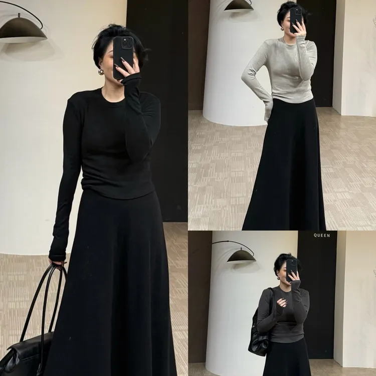 美丽定制极简短款显瘦加绒打底衫160斤以内（23393-2）