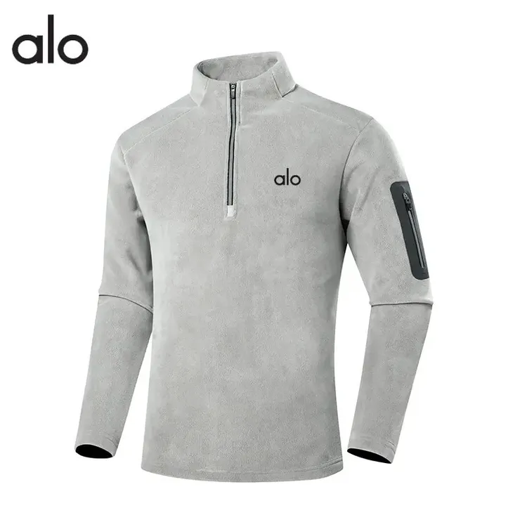 alo秋冬保暖抓绒衣男士秋冬季新款保暖卫衣套头打底衫户外休闲衣