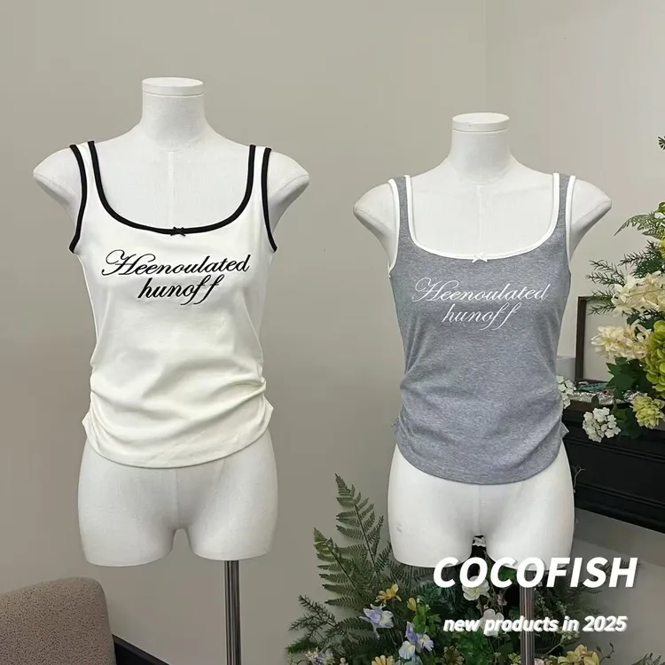 美式吊带背心无袖设计感短款辣妹上衣#804082