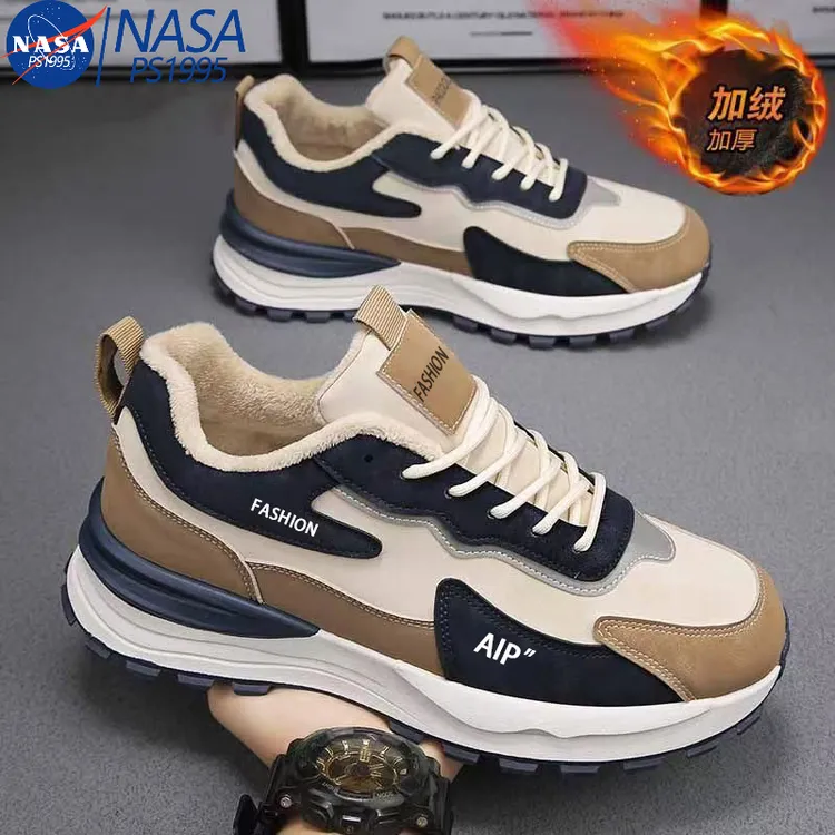 NASA联名男款运动鞋潮流新款秋冬季休闲鞋皮面防水防滑劳保潮鞋G