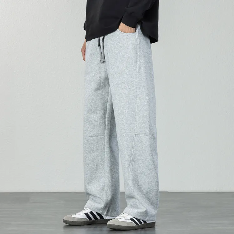 2025秋冬新款宽松直筒简约休闲卫裤男士百搭垂感运动阔腿长裤子潮