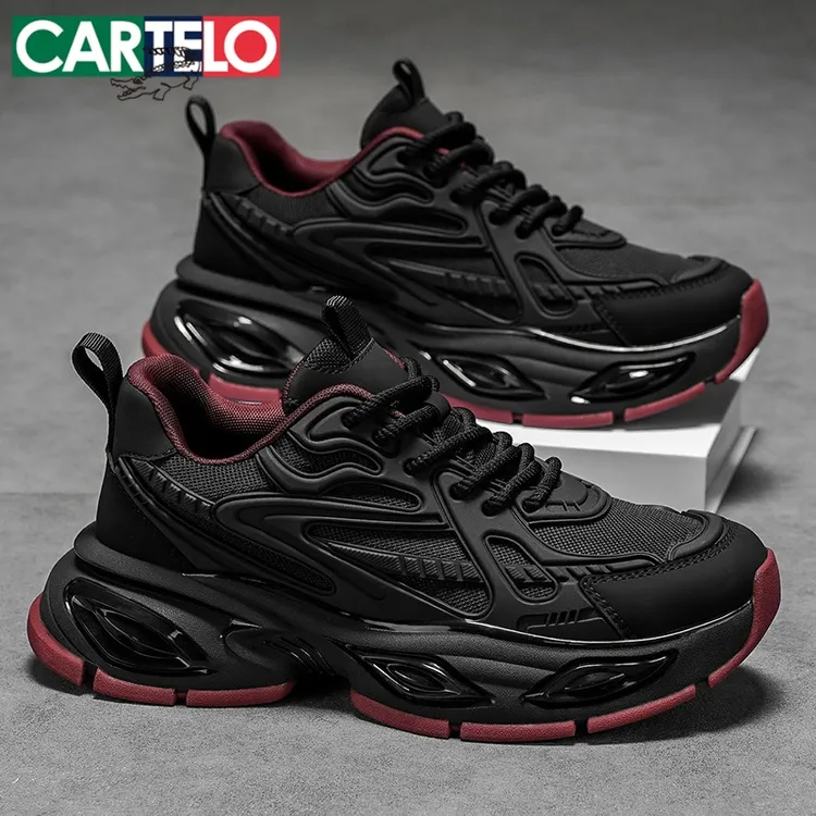 卡帝乐鳄鱼男鞋冬季加绒黑武士潮鞋厚底增高爆款休闲运动老爹鞋男