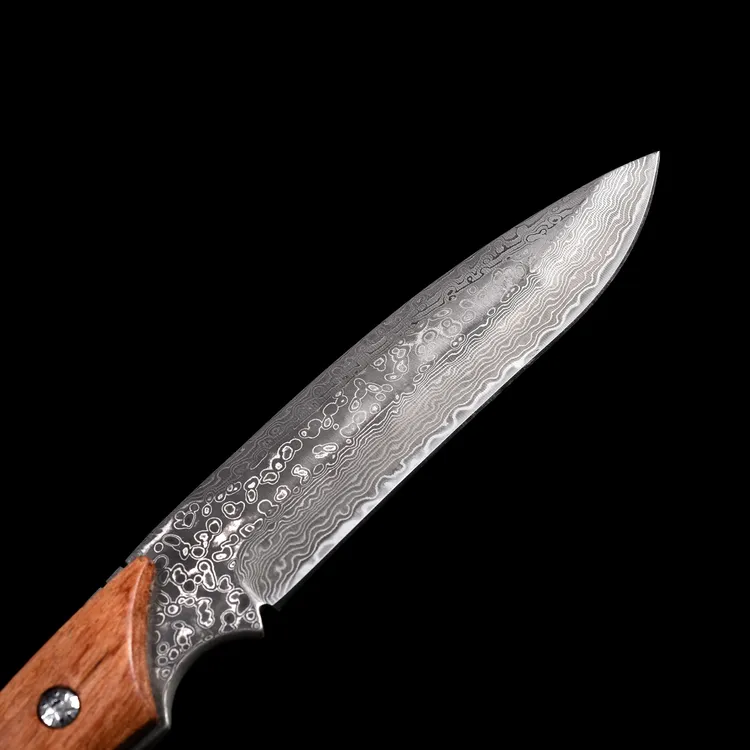 W03【皎月】大马士革钢夹钢户外厨房瓜果刀锋利大马士革钢刀真品