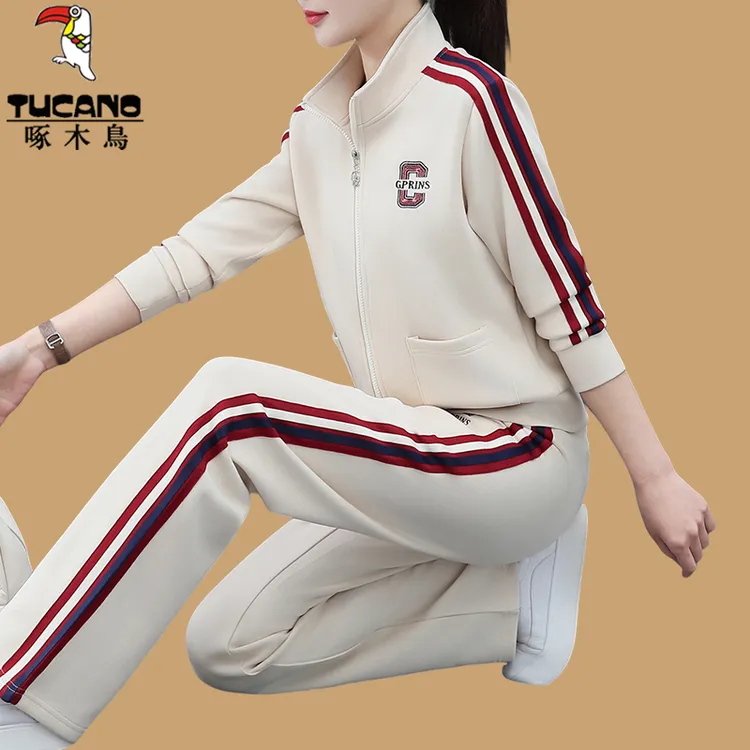 啄木鸟秋季休闲服套装女2025新款春秋洋气减龄开衫卫衣外套两件套