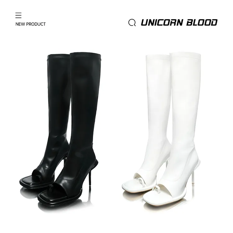 UNICORN BLOODYakuza boots 露趾圆头弹力靴欧美风细跟高跟鞋凉靴