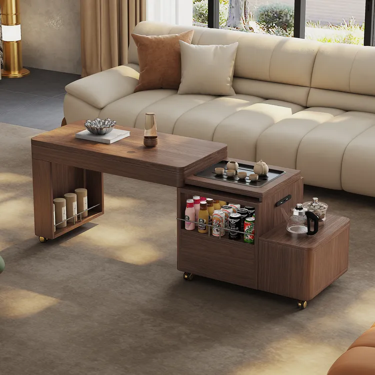 可移动伸缩旋转实木茶几泡茶一体现代简约多功能小茶车客厅小边柜