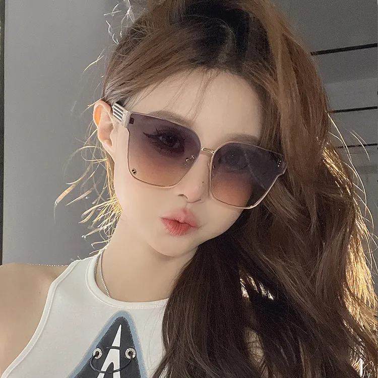 新款时尚高清太阳镜女士防紫外线大框显瘦高级感墨镜尼龙镜片