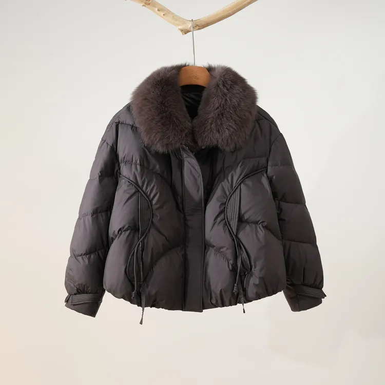 西子/【林间听雪】狐狸毛皮草可拆毛领白鹅绒派客服羽绒服/YRHJ0416