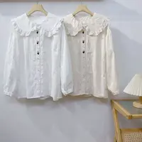 MANXMAN【少女心事】新款重工减龄娃娃领长袖衬衫女
