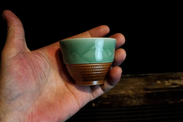 功夫茶具青瓷主人杯鸡心杯精品茶器小容量精致茶杯龙泉梅子青