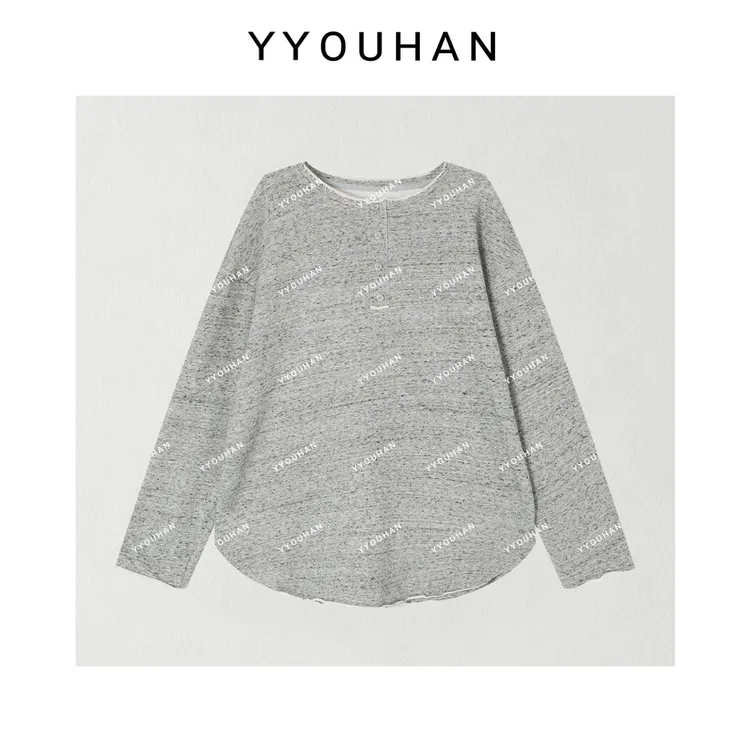 YYOUHAN 2025新款【随行松弛】圈毛杂花灰色百搭休闲卫衣 2508C4975
