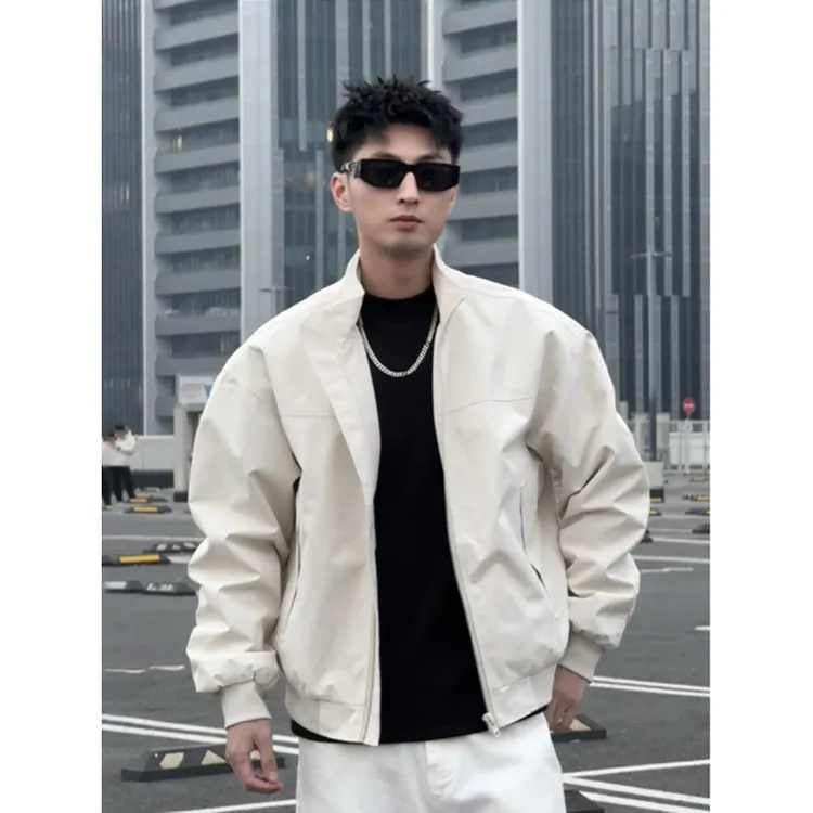 美式cleanfit立领飞行员夹克男秋季高级感痞帅工装外套短款棒球服