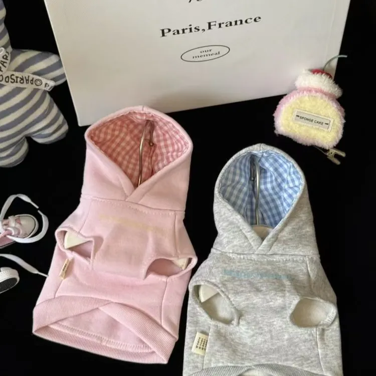 秋冬宠物衣服美式初秋狗狗猫咪连帽卫衣小型犬帅气泰迪比熊两脚衣