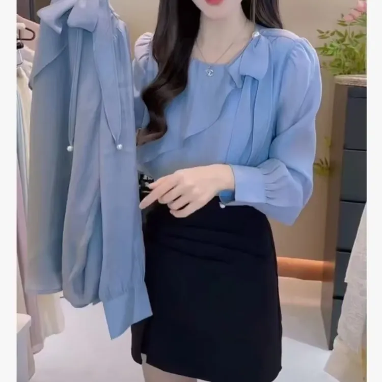 新款法式长袖轻奢衬衫百搭显瘦半身裙女装