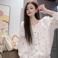 （小萄）秋季长袖小清新纯棉亲肤休闲透气睡衣女家居服显瘦可外穿
