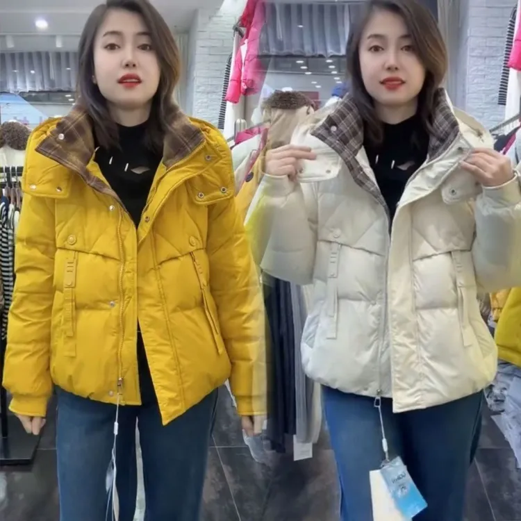2025年新款连帽羽绒服冬季短款时尚加厚保暖减龄洋气外套鸭绒ins
