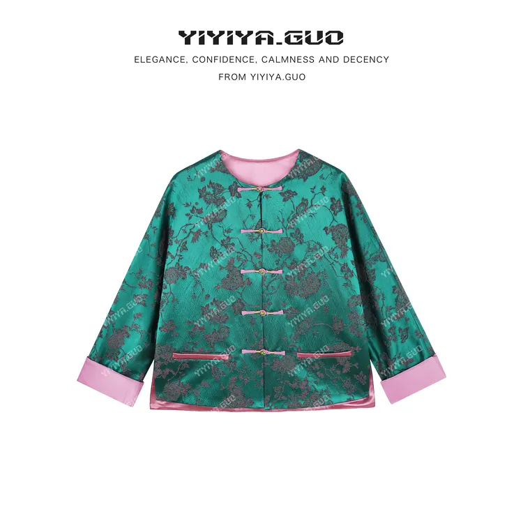yiyiya.Guo艺艺吖【青绿写意】提花圆领长袖外套090042SS52