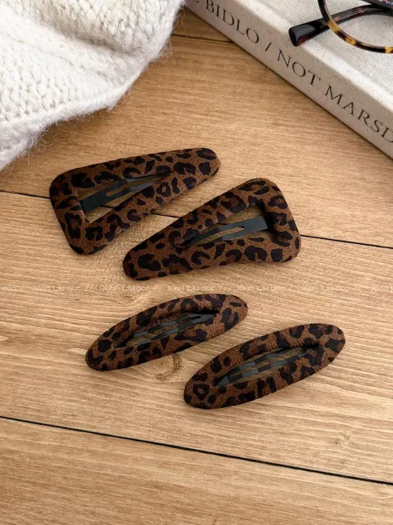 美拉德秋冬豹纹发夹女2025新款前额碎发刘海夹bb夹侧耳边夹发饰