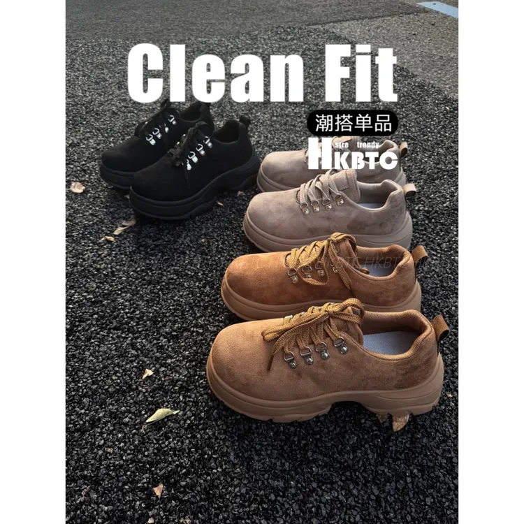 HKBTCstreet trendy绒面德比鞋男款2025新款潮流休闲皮靴男士潮靴