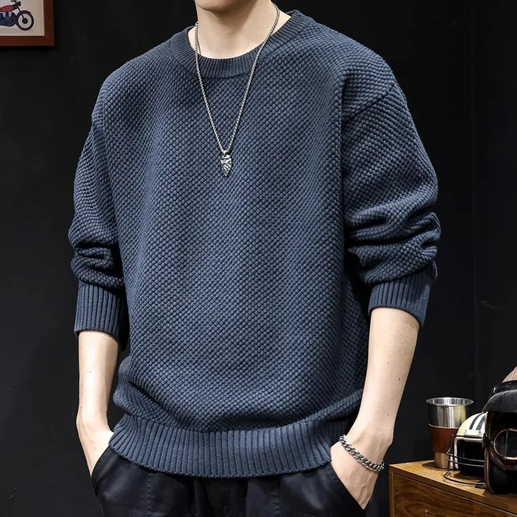 Cebrodz粗线重磅毛衣男春季2025新款慵懒风针织宽松大码