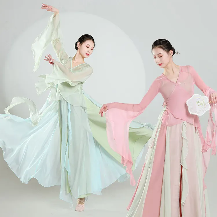 古典舞纱衣古风飘逸仙气舞蹈服练功服装女飘逸大裙摆网纱裙中国风